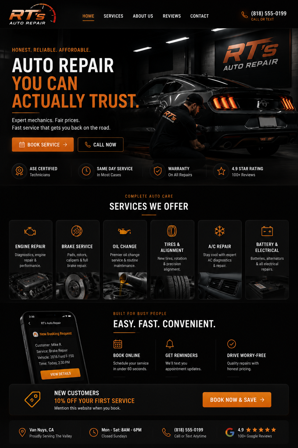 Ortiz Auto Repair modern website
