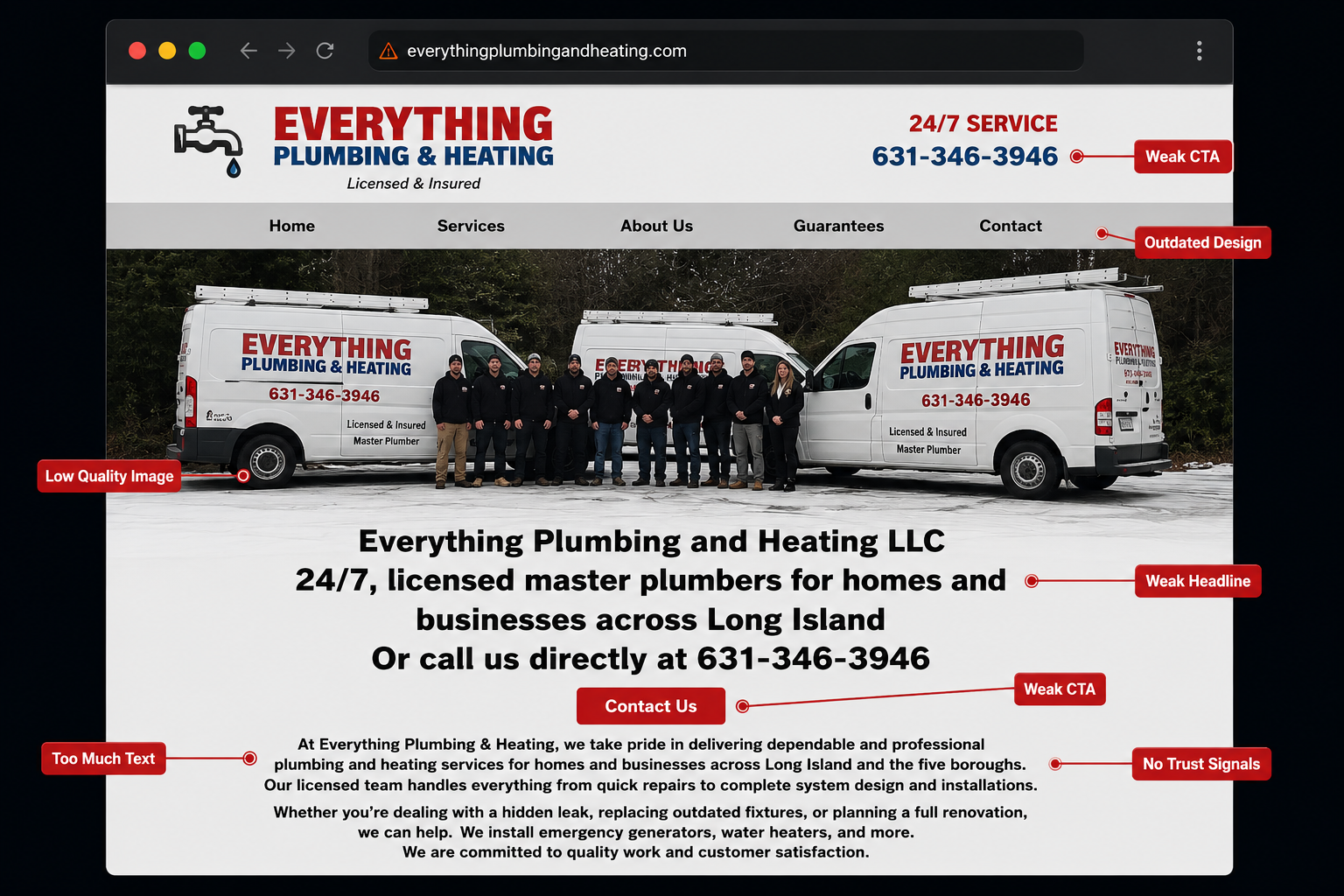 Outdated Homepage, Weak Conversion